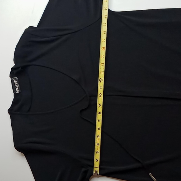 Vintage Virginie Paris Sheer Black Long Duster/Kimono With Embroidered Mesh Cuff - Picture 9 of 9